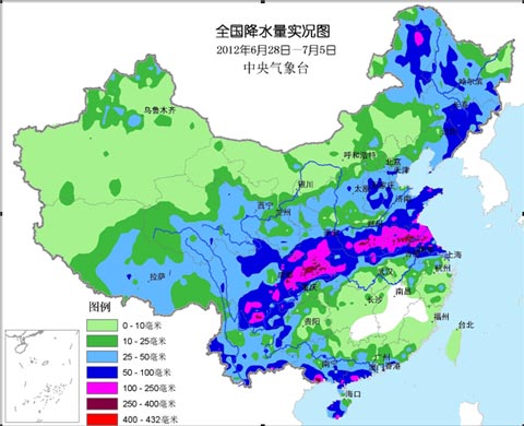 近期四川盆地至黄淮地区出现强降雨