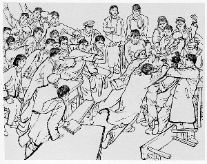 　　连环画《红岩》之特务学生捣乱会场