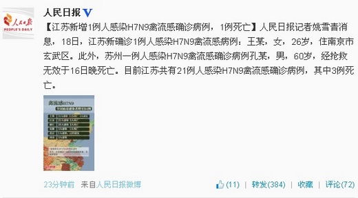 21世纪经济报道h7n9_两位H7N9禽流感感染者被曝此前均有禽畜接触史(2)