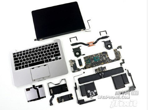 苹果13英寸retina屏macbook pro新本拆解