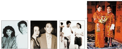 曾华倩、刘嘉玲再到红颜知己张曼玉，梁朝伟最终还是与刘嘉玲走上红毯（左起）。
