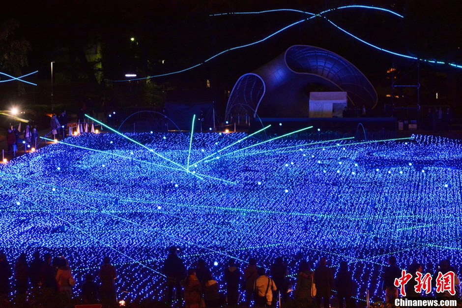 日本东京上演绚丽灯光秀如梦似幻