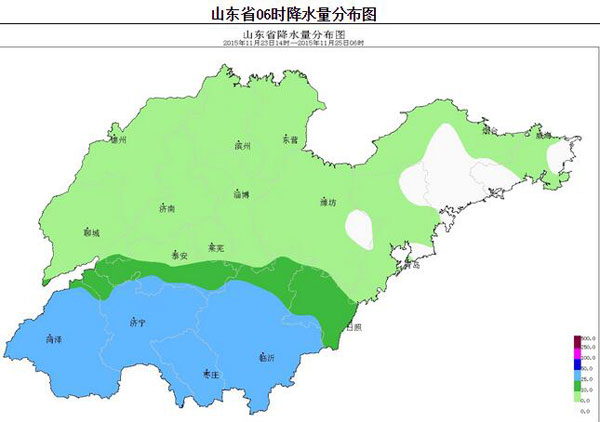 濟寧遇57年來最強降雪 山東各地降雪量大比拼(圖) 山東降水分佈圖