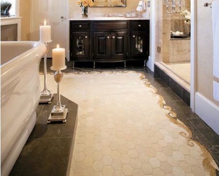 黑白拼接地面显霸气瓷砖设计造就独特个性