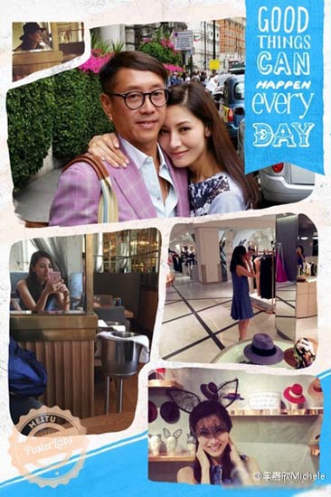 45岁阔太李嘉欣出街 搂老公许晋亨亲密自拍(图)