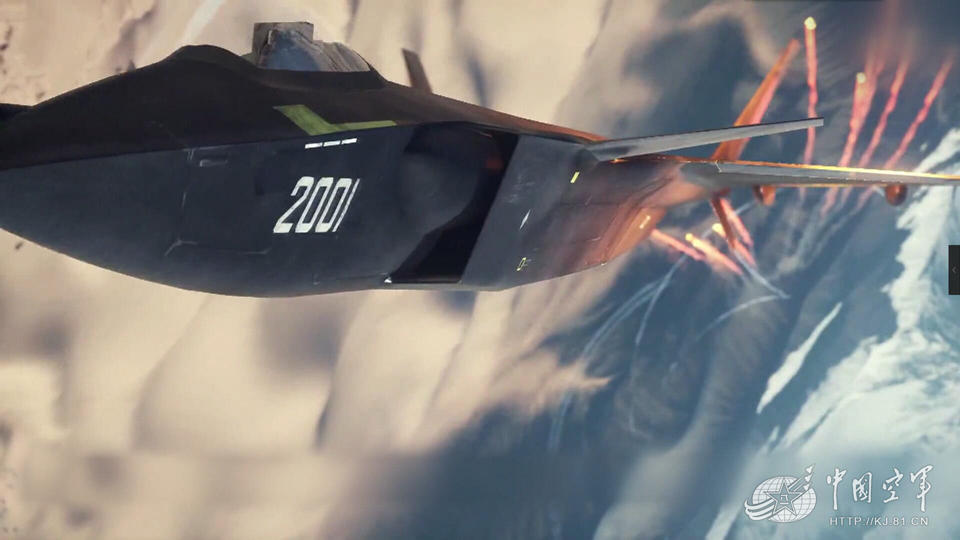 中国空军秀歼-20入役科幻cg 俄制发动机亮眼