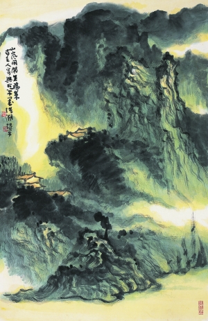 (国画)  洪潮闲云生幽谷 (国画)  洪潮洪潮,1964年生,号云门山人,安徽