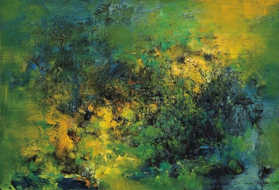 青青陵上柏(油画)100×145厘米刘玖通 毕玺 在艺术发展的历程里,"抽象