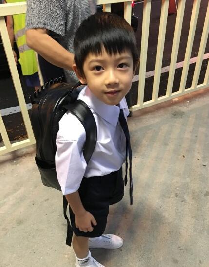 阔太胡静送儿子上学 小正太双眼炯炯有神(图)
