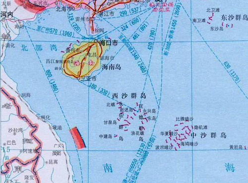 海南島和西沙群島海域地圖src=